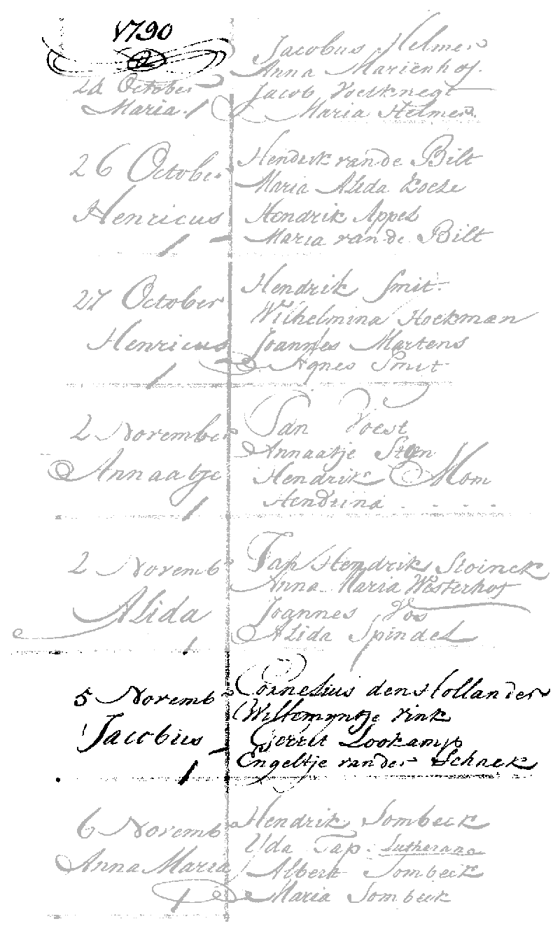 17901105 dp akte RK-Posthoorn-A'dam Jacobus zv C Hollander - W Vink